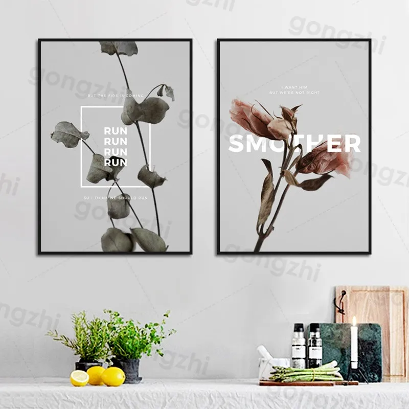 

Nordic Modern Plant Art Poster Pink Rose Bud Canvas Painting Home Decoration Living Room Prints and Modular Pictures Frameless