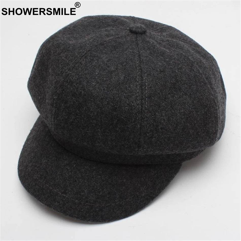 SHOWERSMILE, Женская шерстяная шляпа, Женская британская Кепка Newsboy Camel, восьмипанельная женская шапка для художника на весну и зиму, восьмиугольная кепка