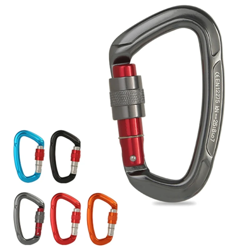 

Outdoor D Shape Carabiner Key Hooks Portable Lightweight Caving Rock Buckle Safety Master Screw Lock Camping Climbing
