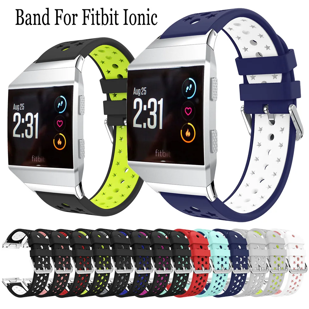 Double Color Silicone Straps Sport Band For Fitbit Ionic Smart Quick Release Watchbands For Fitbit Ionic Accessories Adjustable