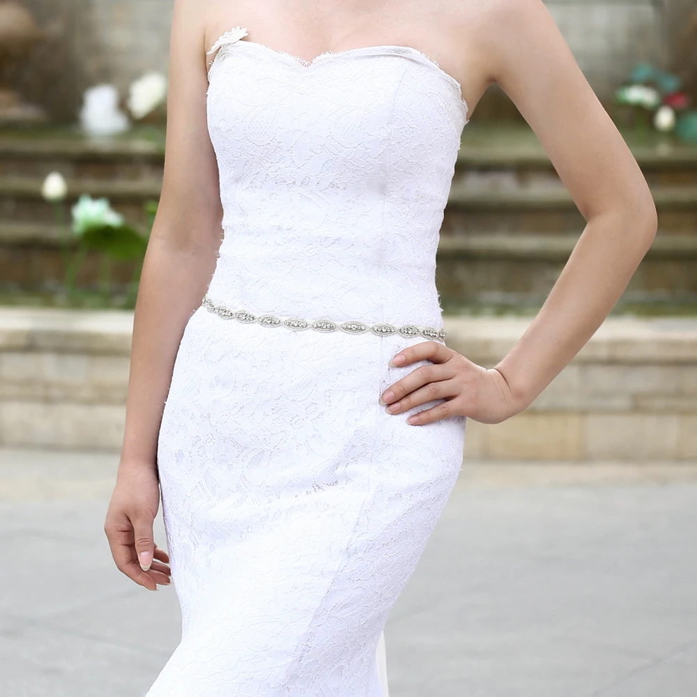 S102 ручная работа серебряные стразы свадебные Ремни Аксессуары для платья