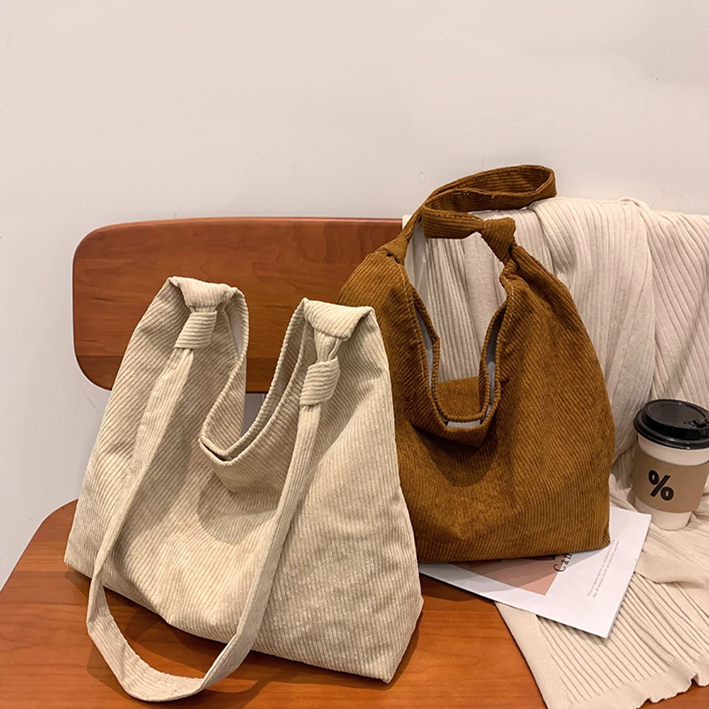 

Women Shoulder Bags Female Fashion Solid Color Top-Handle Bag Women Casual Corduroy Large Capacity Tote Handbags