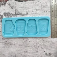 epoxy resin mold tray four coffee cups casting silicone mould diy crafts jewelry making tool