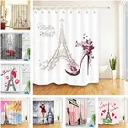 Романтический Парижская башня Душ наборы занавесок с 12 крючками Модные женские высокие каблуки Ванная комната Водонепроницаемая ткань для художественного декора ванны