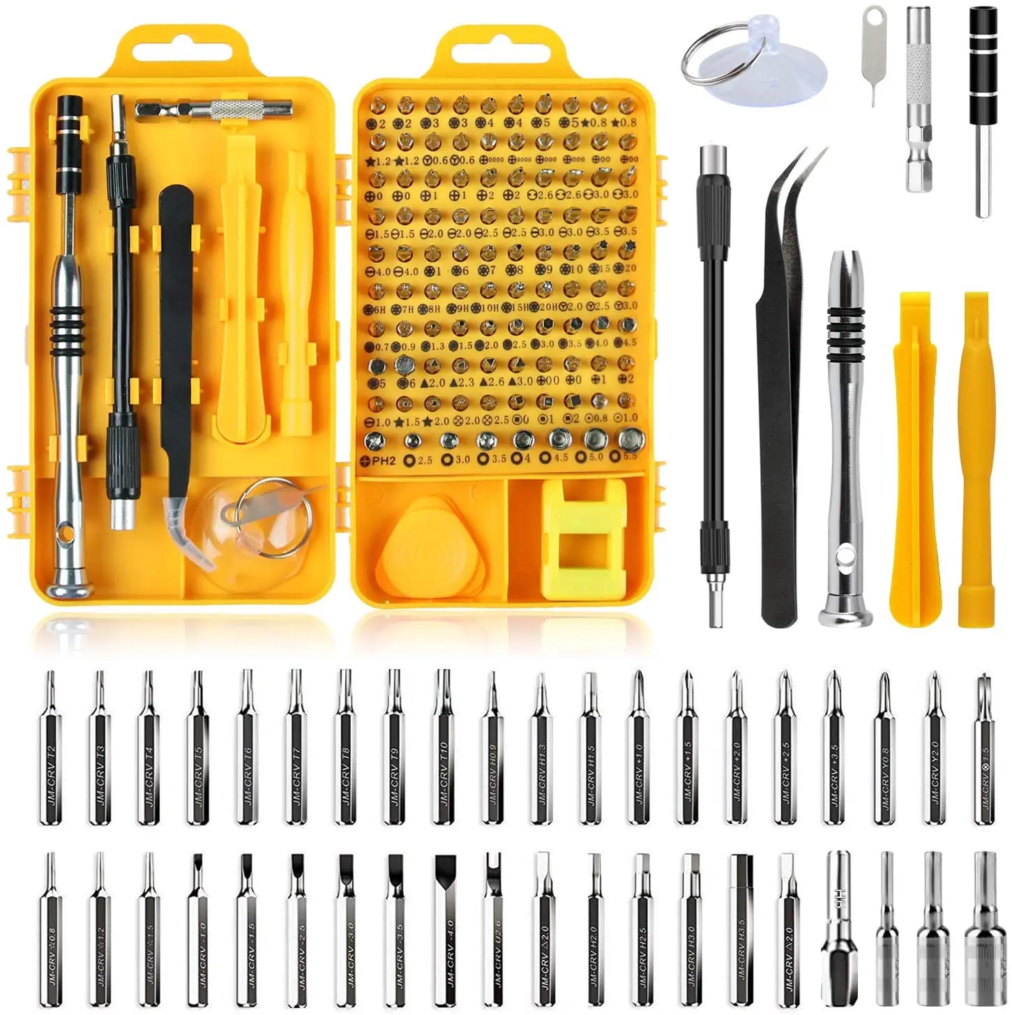Набор прецизионных отверток 110 в 1 с прорезями Phillips Torx и более битами нескользящий