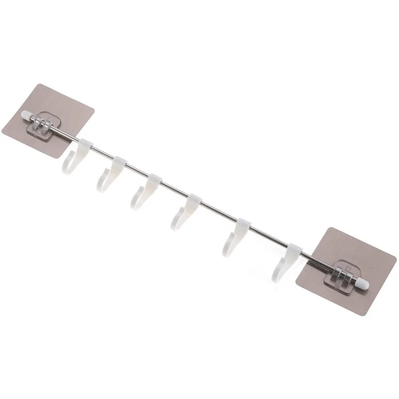 

Creative Non - Trace Adhesive Hook Kitchen Six Hook Door Non - Hole Non - Trace Strong Stick A Row Of Hooks