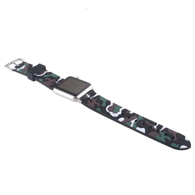 Спортивный силиконовый ремешок fohuas Camo 44 мм 38 мм для Apple Watch, аксессуары для наручных часов, сменный Браслет 42 мм, серия 1, серия 2