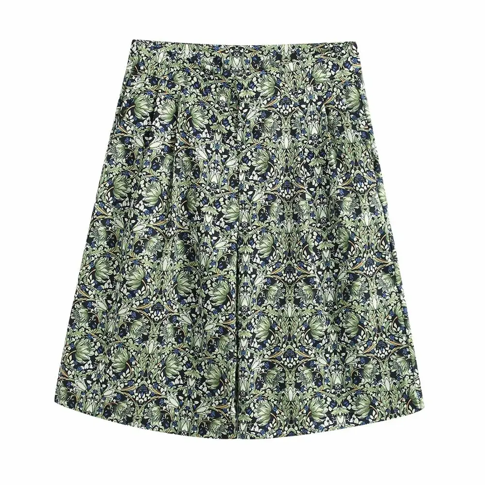 Женские свободные шорты бермуды с цветочным принтом и карманами на молнии