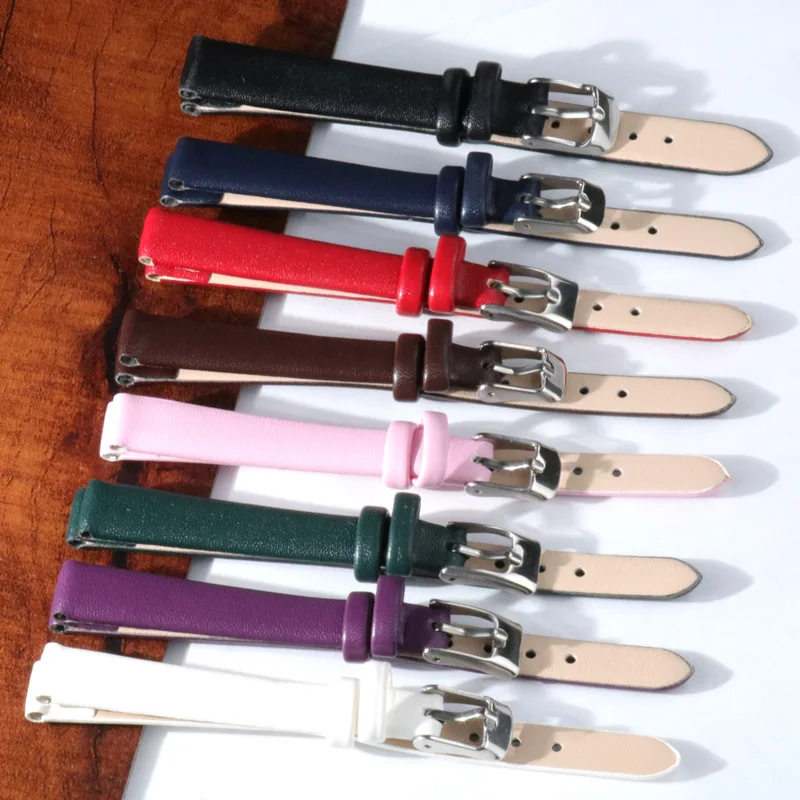 Soft Watch Belt Band Accessories for Ladies Men Student 8mm 10mm 12mm 14mm 16mm 18mm 20mm 22mm Genuine Leather Strap with Tool