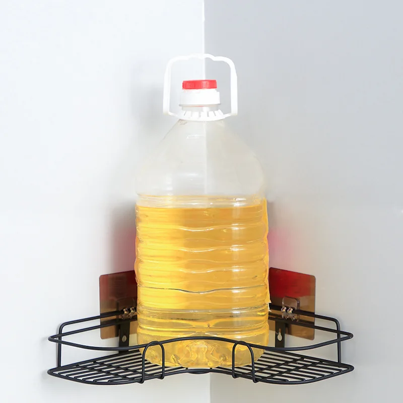 Угловой стеллаж для хранения ванной комнаты бесшовный настенный штатив без