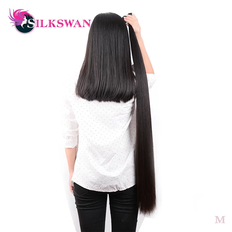 Silkswan, человеческие вплетаемые прямые пряди 34, 36, 38, 40, 50 дюймов, бразильские волосы remy, уток, натуральные черные волосы для наращивания для женщин