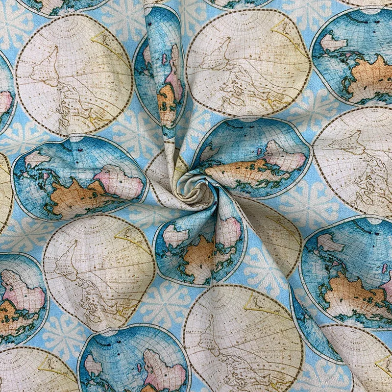Красивая цифровая печать мир Глобус узор 100% хлопок ткань материал для шитья