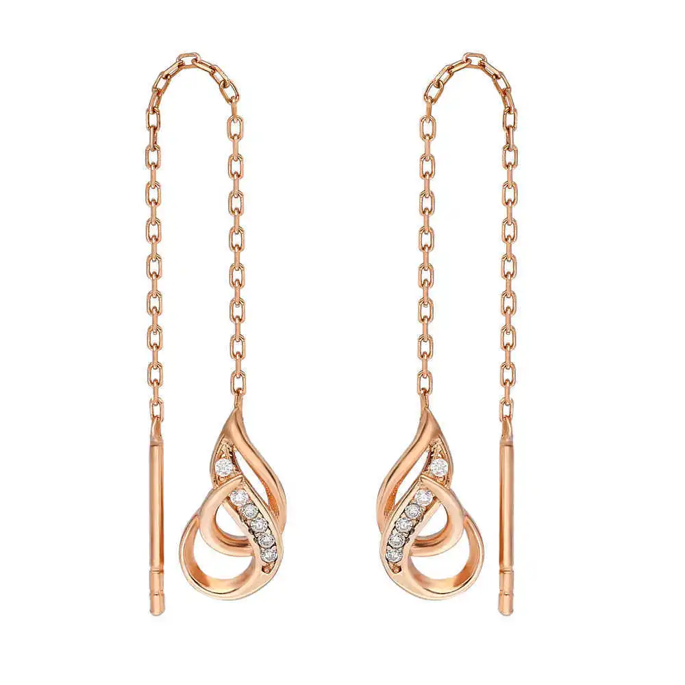 

Zircon Stone Hook Design Rose Color 925 Sterling Silver Dangle Earrings