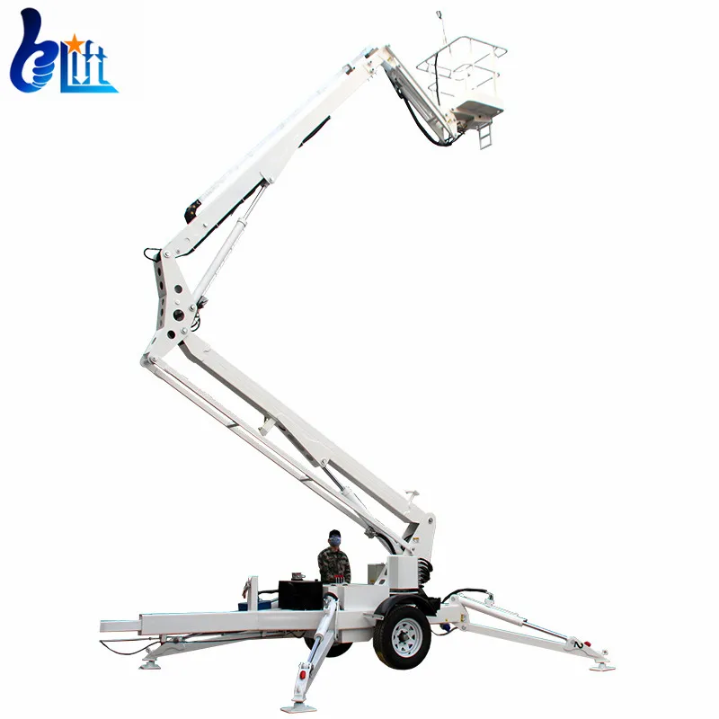 Towable Motorized Hydrolic Lifter Motor 14m Cherry Picker Price Manufacturers Boom Lift |