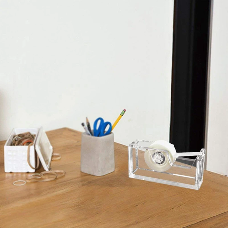 

1 Pcs Desktop Clear Acrylic and Gold Tape Dispenser & 30 Pcs A4 Transparent File Folder Transparent Project Bag L-Shaped
