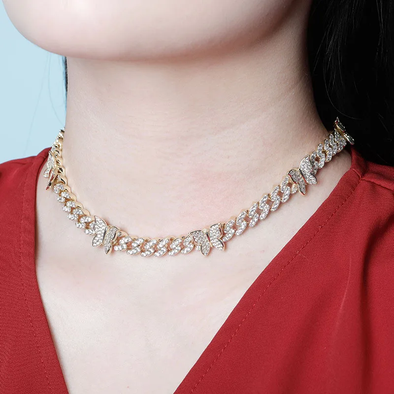 Zciti ожерелье с бабочкой 8 мм кубинская цепочка из Кубического циркония со льдом в