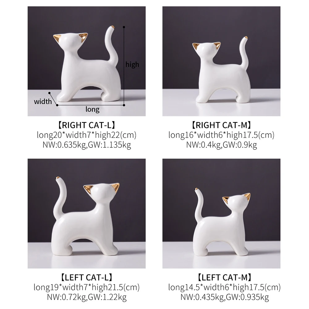 

Nordic Ceramic Cat Statue Modern Animal Home Living Room Decoration Ornaments Room Bedroom Crafts Decoration Accessories