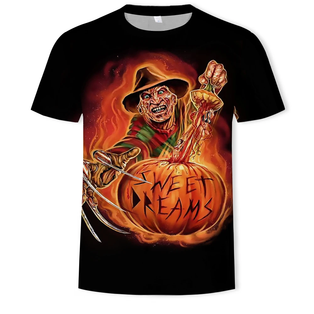 

Halloween 3D printing fashion men's and women's short-sleeved T-shirt soft material outdoor casual loose men's T-shirt