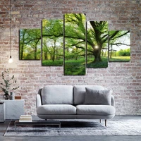 modern style murals poster canvas painting bed home decoration prints 5 pieces forest green old tree living room wall mural