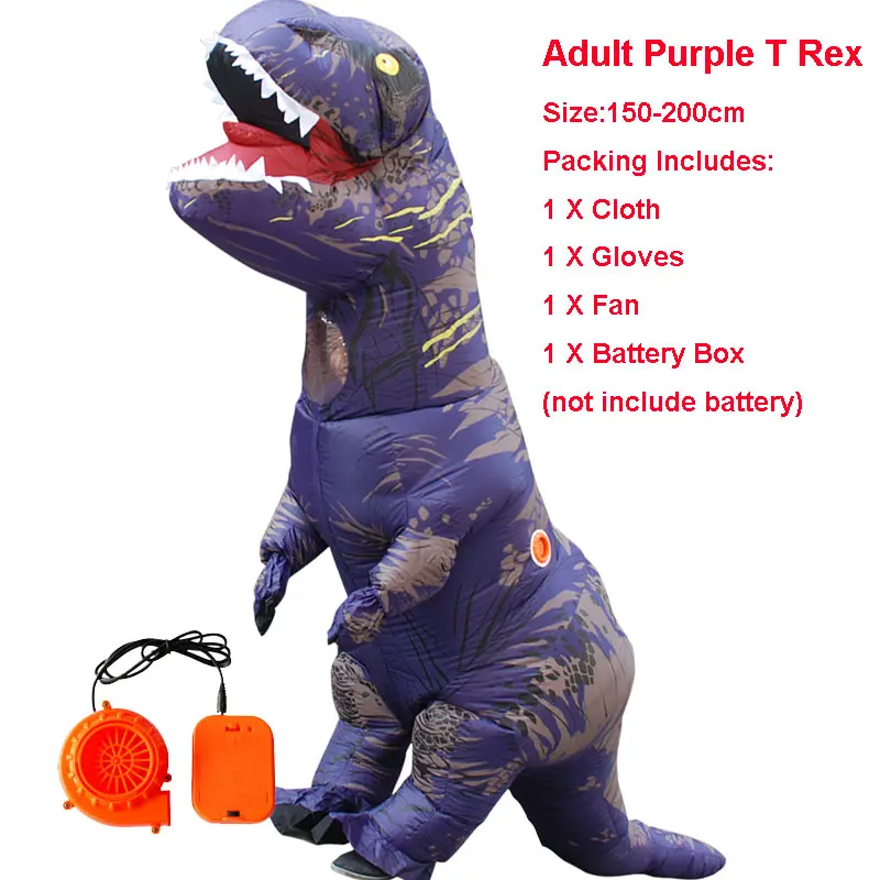purple dinosaur Надувной костюм динозавра T REX для Хэллоуина; карнавальные рождественские костюмы для женщин и мужчин; маскарадный костюм; нарядное платье - Цвет: purple dinosaur