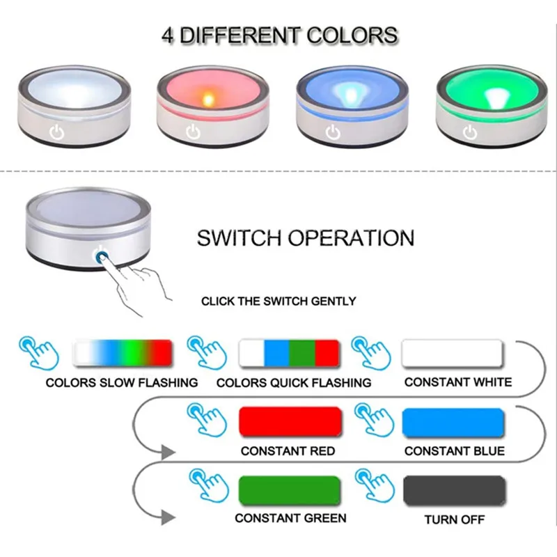 Основа для ЖК-дисплея с сенсорным выключателем цветная круглая подставка 3D