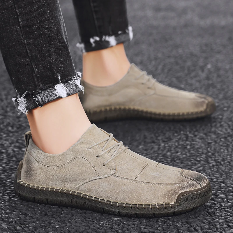 

Fashion cow suede Leather Men Casual Shoes lace up Business shoes men oxfords Moccasins Black Driving Shoes men sneakers