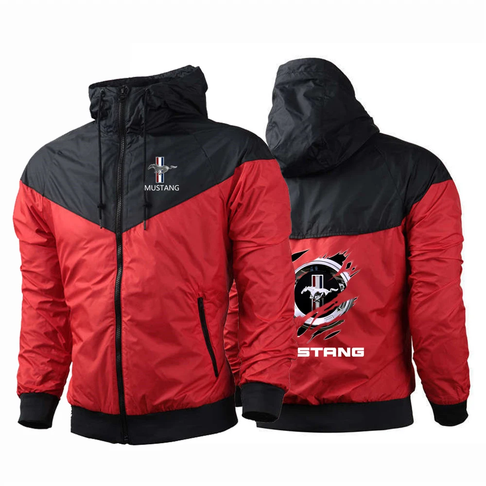 

2021 New Creative Design Mustang Male Men's Comfortable Sports Punk Designer Fleece Sweatshirt Custom Zipper Patchwork Hoodies