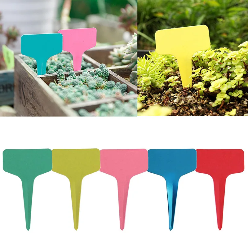 

50Pcs/set Plant Markers T-type Tags Markers Nursery Gray Garden Labels Outdoor Garden Decoration Seedling Tray Mark Tools