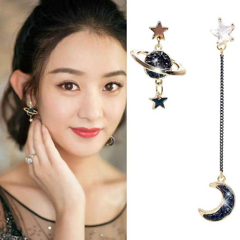 Креативные продвинутые серьги с кисточками r Асимметричные Инс Луна и звезда