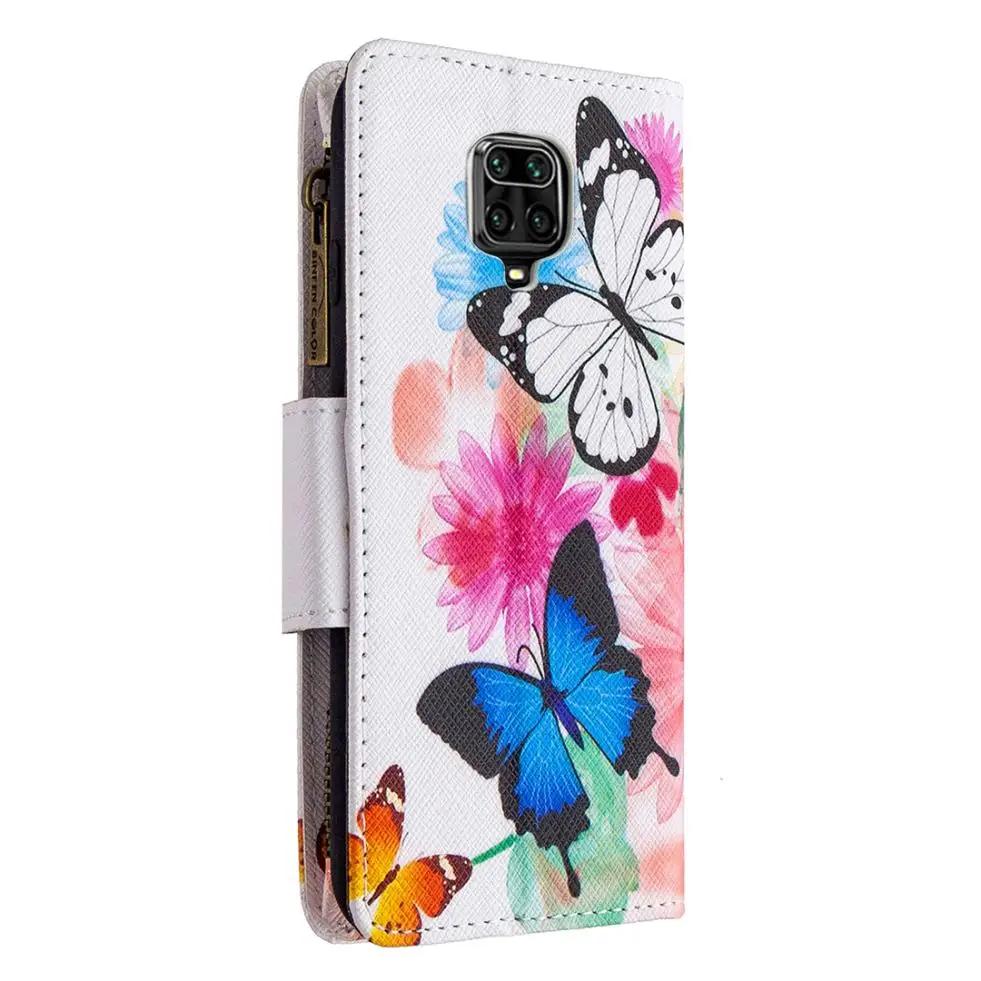 for xiaomi redmi note 11 10s 9 9s 8t 8 10 pro max plus painted pattern leather case zipper wallet bag card holder phone cover free global shipping