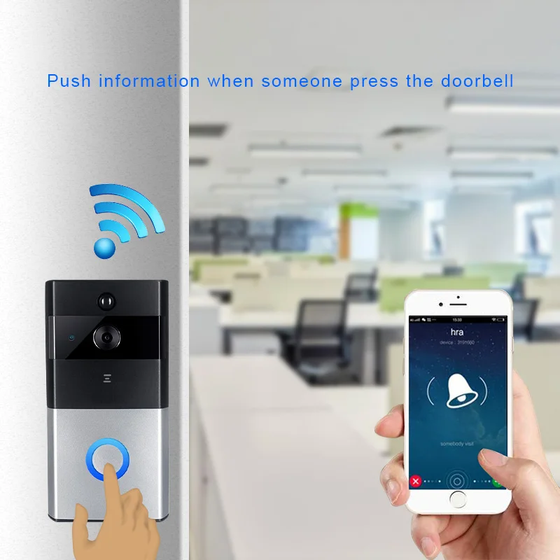 Умный IP видеодомофон 1MP видео дверной звонок wifi батарея камера для квартиры ИК