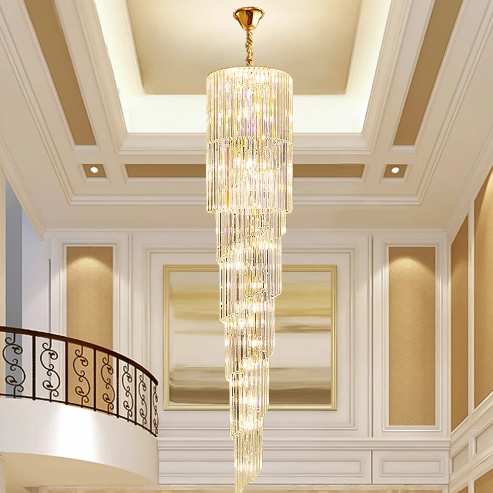 Спиральные Дизайнерские Длинные хрустальные люстры светодиодный светильник 220 В