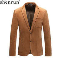 shenrun men blazers business work formal casual corduroy suit jackets slim fit daily life single breasted 2 buttons large size