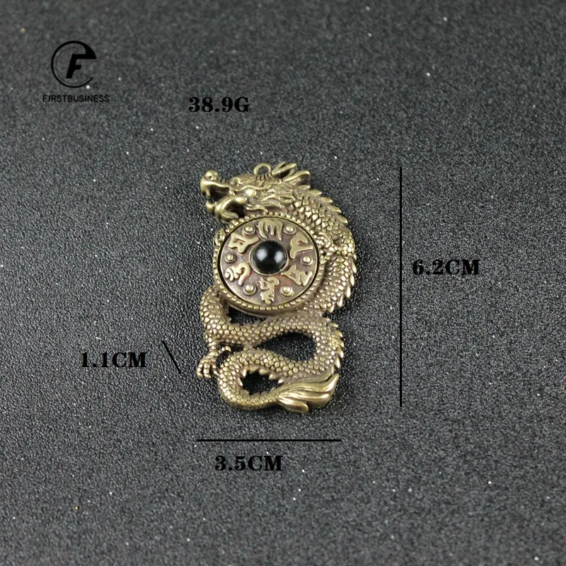 Вращающаяся тибетская мантра из чистой латуни с летающим драконом шесть