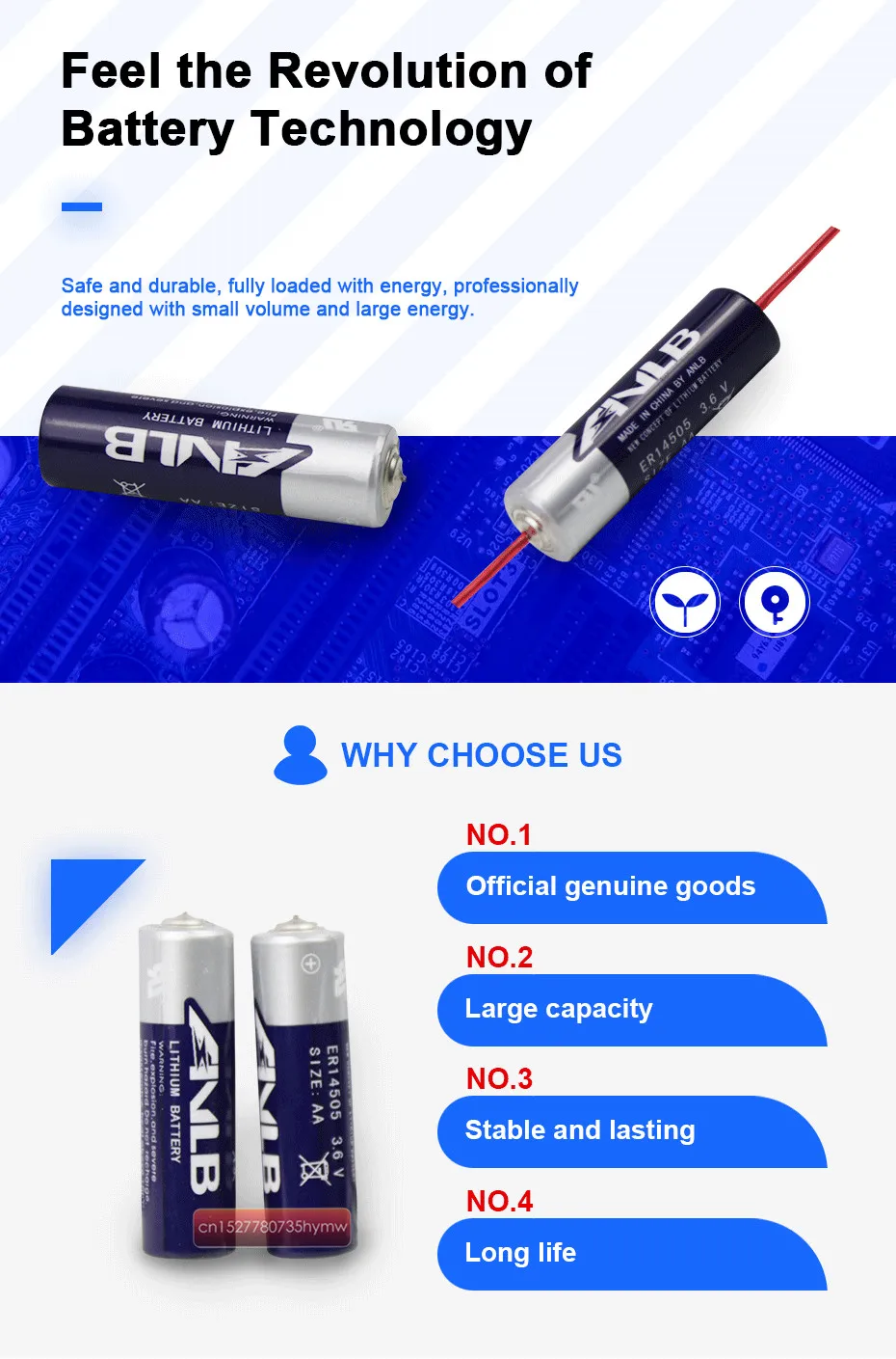 10pcs ANLB 3.6V ER14505 14505 2400mah AA industrial lithium battery LR6 R6P for PLC control Li-ion batteries with pins | Электроника