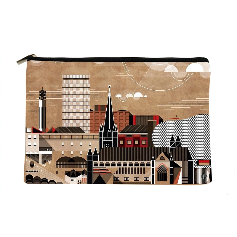 

Women brum cityscape Printed Make up bag Fashion Women Cosmetics Organizer Bag for Travel Colorful Storage Bag for Lady Bag
