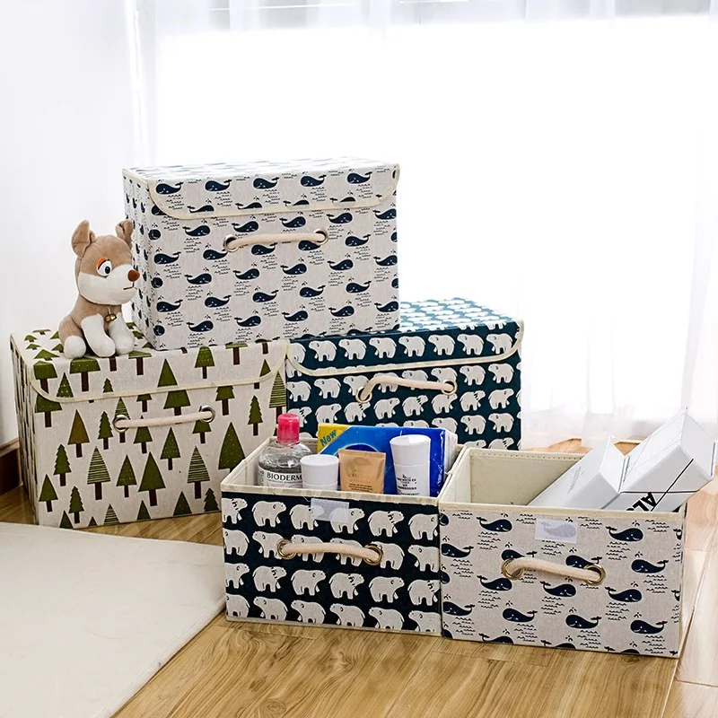 

Receive a case with a cover cotton and linen cloth art bin underwear boxes non-woven clothing clothes locker locker