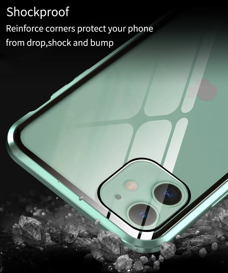 Защищающий от подсматривания магнитной адсорбции чехол для iphone 11 Pro Max Магнит двухсторонняя, для стекла чехол для iphone 11 обложки iphone 11 корпус под плетенную сумку