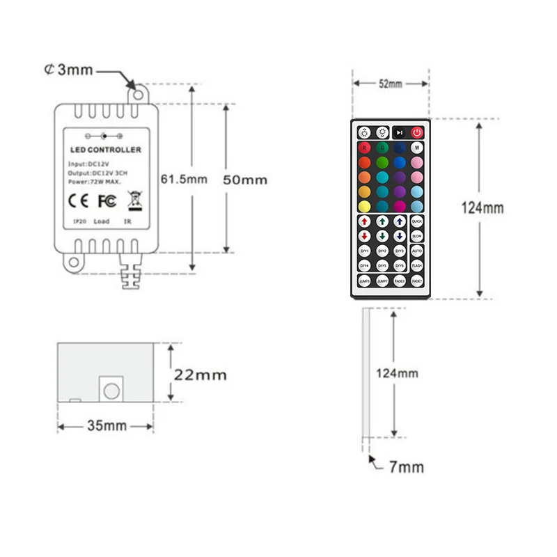 Светодиодный светильник s DC 12 ~ 24V Вольт RGB IR RF пульт дистанционного управления led 24