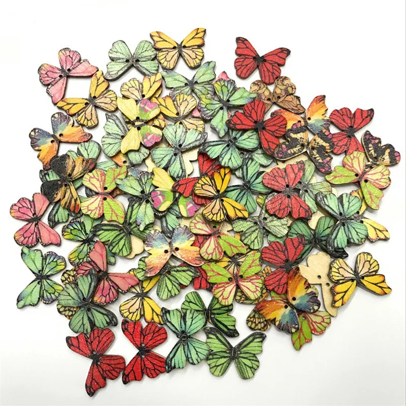 50 упаковок деревянных коричневых пуговиц в виде бабочки для искусственных кофе