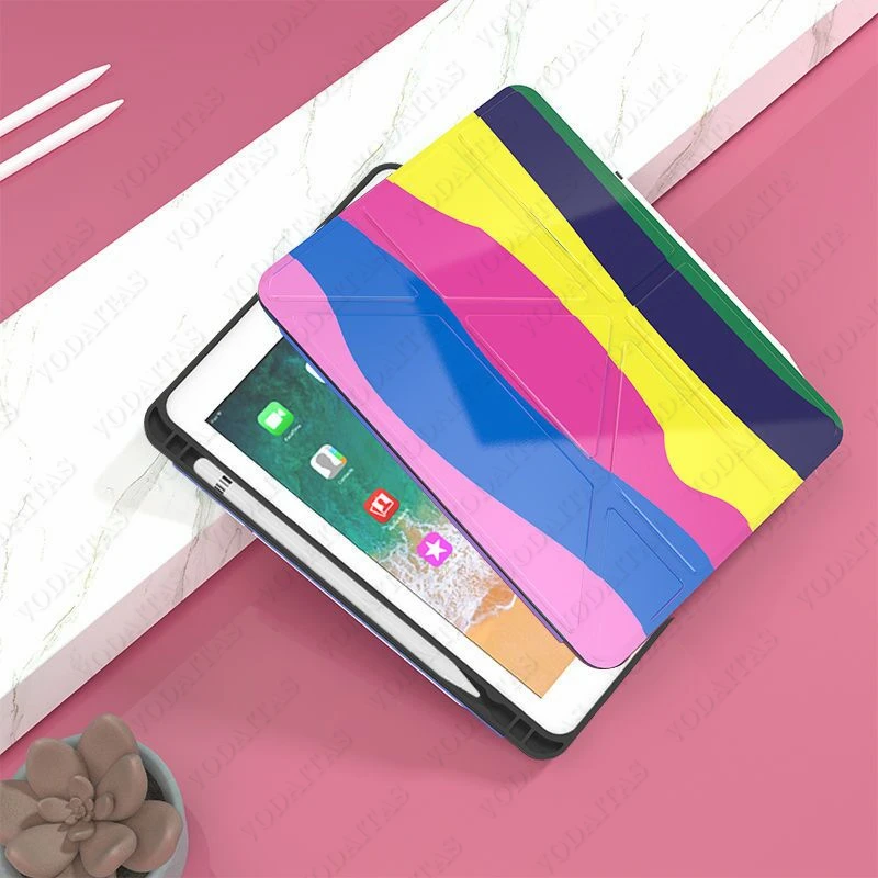 

Умный чехол для iPad Air 2 Air 4 10,9 3, умный чехол для iPad 10,2 9th Pro 10,5 11 2021 M1 9,7 Mini 5 4 с держателем для карандашей, силиконовый чехол