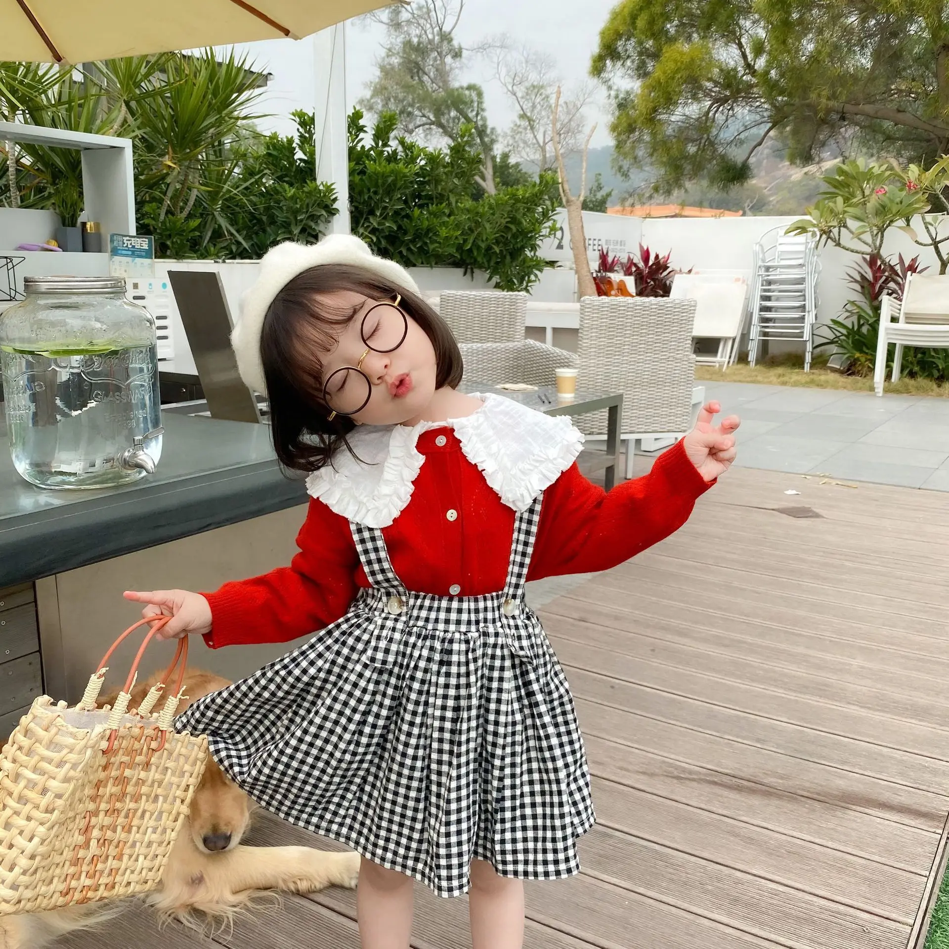 Новинка 2020 года сезон весна корейский стиль юбки подтяжки в клетку для маленьких