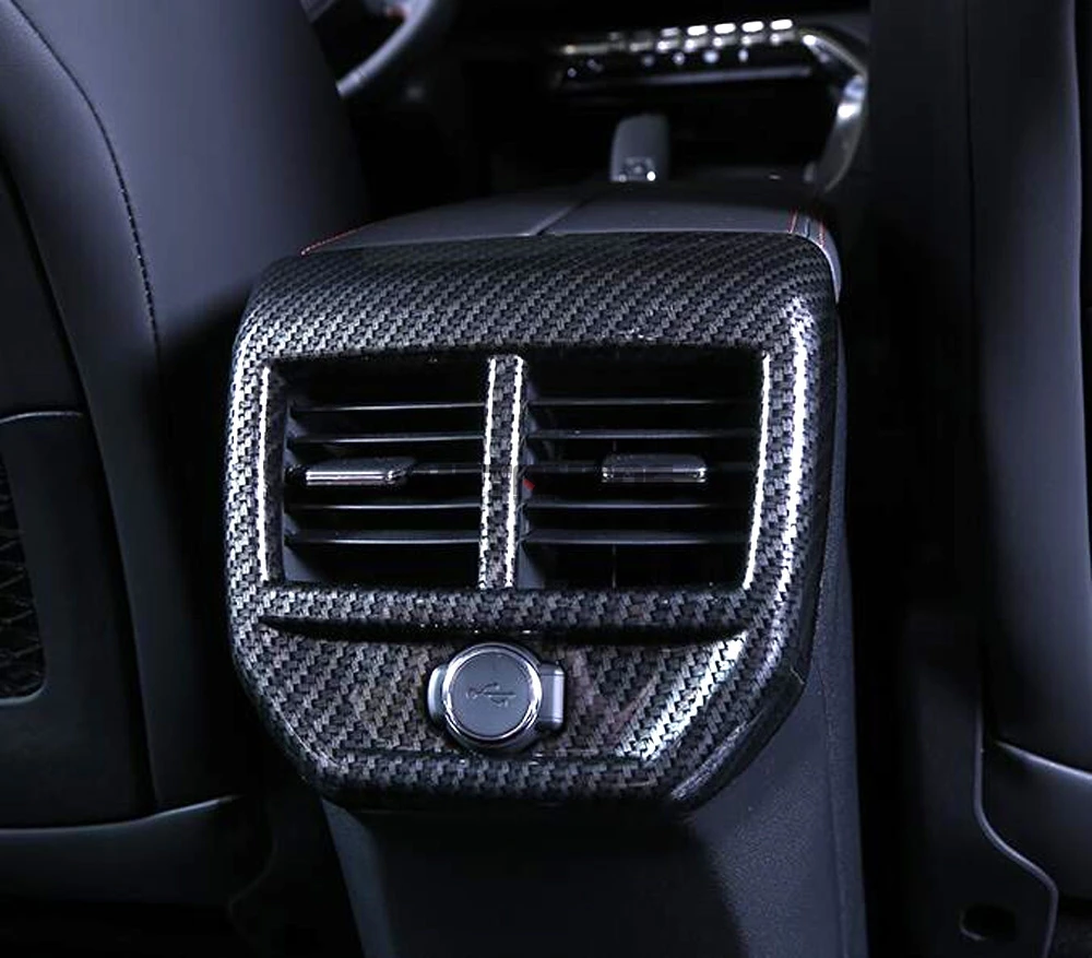 Для peugeot 3008 GT карбоновое волокно, задняя крышка на вентиляционное отверстие, накладка на подлокотник, рама, внутренние автомобильные аксессуары