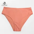 CUPSHE оранжевый ребристый купальник-бикини со средней талией для женщин, сексуальный купальник с высокой талией, Короткие 2022 раздельные бразильские плавки-бикини