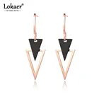 Женские серьги-подвески Lokaer, из нержавеющей стали, с двумя треугольниками, ювелирные украшения, розовые, E19036, золотой, геометрической формы