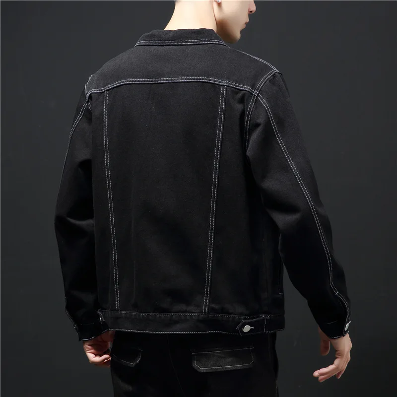 

New Age Season Cowboy Coat Man Popular Logo Han Edition Black Tide Leisure Autumn Winter Coat Jacket