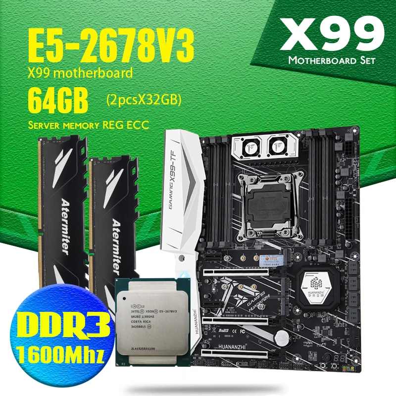 Материнская плата HUANANZHI X99 TF системная с Xeon E5 2678 V3 телефон центральным процессором