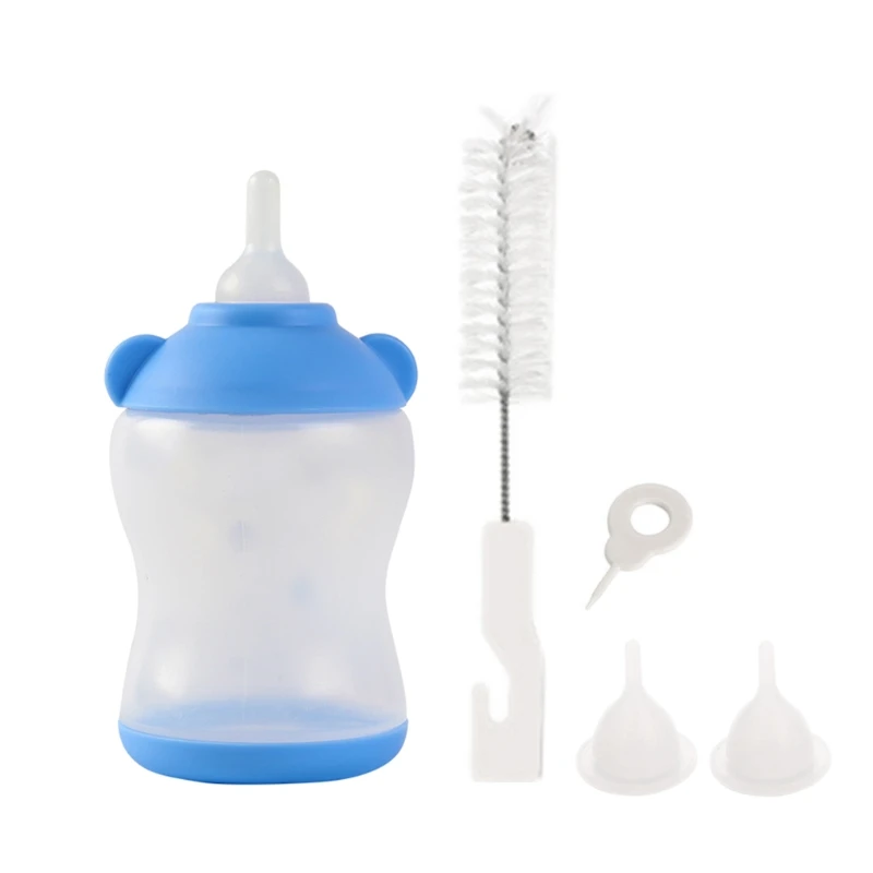 

100ml Puppy Kitten Feeding Bottle Kit Pet Milk Bottle Feeder With Cleaning Brush 27RF