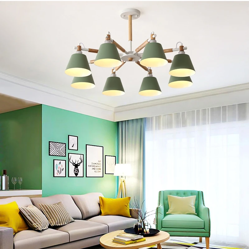 Потолочная люстра из дерева с макарунами E27 для кухни ресторана гостиной | Лампы и