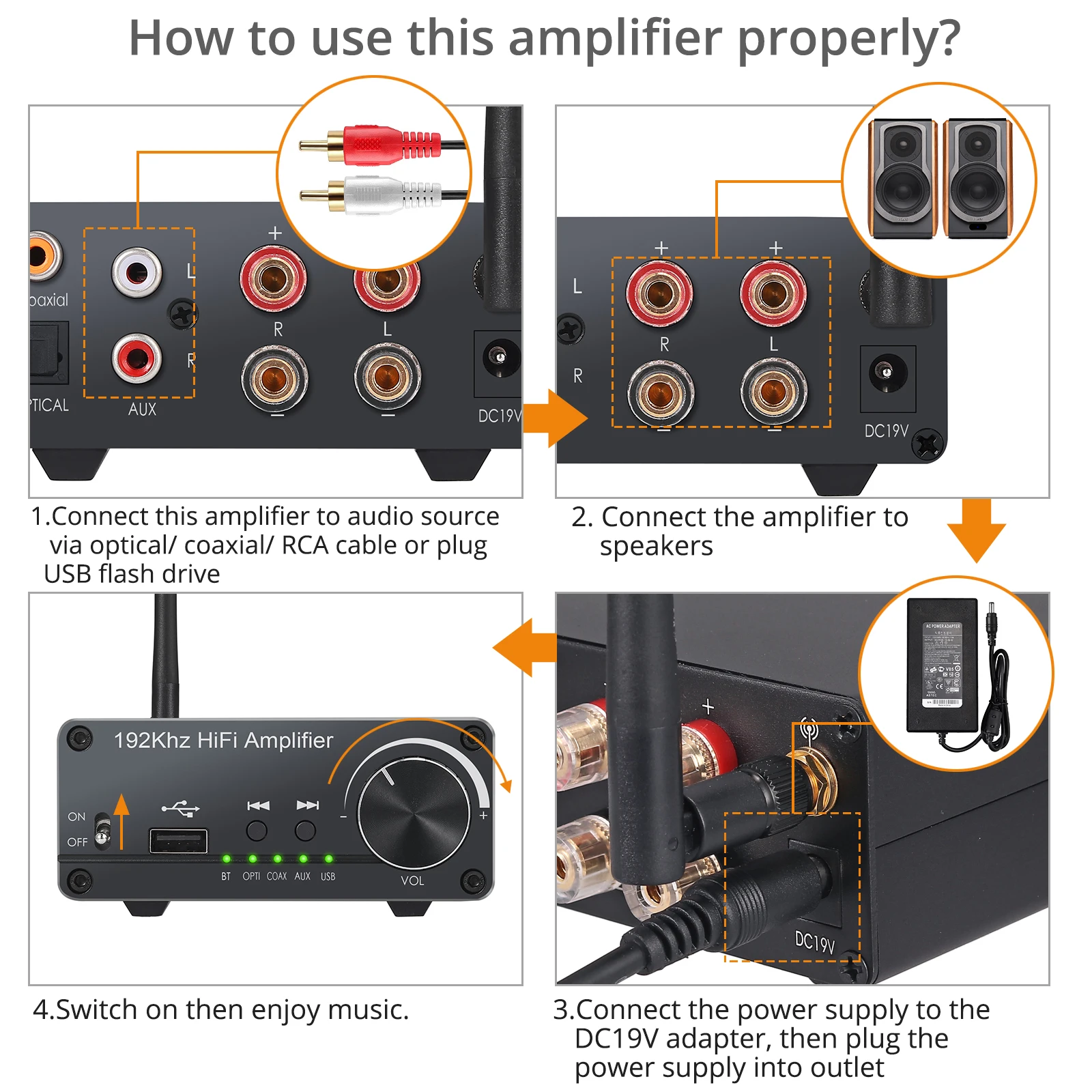 Bluetooth-совместимый HiFi цифровой усилитель мощности звука TPA3116D2 стерео аудио DAC